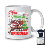 Most Likely To Shoot The Reindeer, Joyful Christmas Hunting Season Hunter, X-mas Tree Family T-Shirt