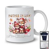 Mother in law Claus; Lovely Christmas Leopard Plaid Reindeer Lover; X-mas Snowing Family Group T-Shirt