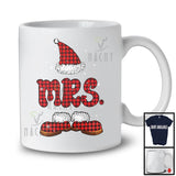 Mrs; Lovely Christmas Red Plaid Santa Gnome Costume; Couples Pajamas Family Group T-Shirt