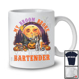 My Broom Broke I Became A Bartender, Happy Halloween Moon Witch, Skull Carved Pumpkins T-Shirt