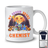 My Broom Broke I Became A Chemist, Happy Halloween Moon Witch, Skull Carved Pumpkins T-Shirt