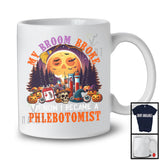 My Broom Broke I Became A Phlebotomist, Happy Halloween Moon Witch, Skull Carved Pumpkins T-Shirt