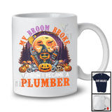 My Broom Broke I Became A Plumber, Happy Halloween Moon Witch, Skull Carved Pumpkins T-Shirt