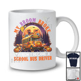 My Broom Broke I Became A School Bus Driver, Happy Halloween Moon Witch, Skull Carved Pumpkins T-Shirt