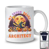 My Broom Broke I Became An Architect, Happy Halloween Moon Witch, Skull Carved Pumpkins T-Shirt