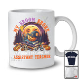 My Broom Broke I Became An Assistant Teacher, Happy Halloween Moon Witch, Skull Carved Pumpkins T-Shirt