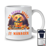 My Broom Broke I Became An IT Manager, Happy Halloween Moon Witch, Skull Carved Pumpkins T-Shirt