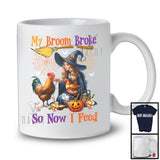 My Broom Broke So Now I Feed, Humorous Halloween Chicken Witch Farmer Lover, Family Group T-Shirt