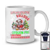 My Bulldog Stolen My Christmas Sweater; Lovely Santa Animal With X-mas Tree Snowing T-Shirt