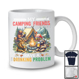 My Camping Friends Have A Drinking Problem; Humorous Beer Flamingo Sloth; Wild Animal Drunker T-Shirt