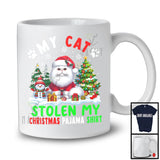 My Cat Stolen My Christmas Pajama Shirt,; Amazing X-mas Tree Snowing; Family Group T-Shirt