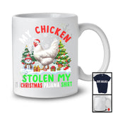 My Chicken Stolen My Christmas Pajama Shirt; Amazing X-mas Tree Snowing; Family Group T-Shirt