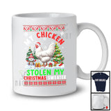 My Chicken Stolen My Christmas Sweater; Lovely Santa Animal With X-mas Tree Snowing T-Shirt