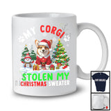 My Corgi Stolen My Christmas Sweater; Merry X-mas Tree Snowing; Santa Animal T-Shirt