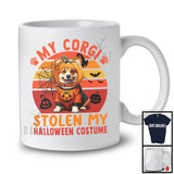 My Corgi Stolen My Halloween Costume; Creepy Animal Pumpkin Retro; Family Group T-Shirt