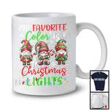 My Favorite Color Is Christmas Lights, Cheerful X-mas Lights Three Gnomes Lover, Family Group T-Shirt