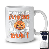 My Favorite Pumpkins Call Me Aunt; Cheerful Halloween Plaid Pumpkin; Family Group T-Shirt