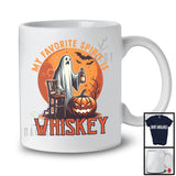 My Favorite Spirit is Whiskey; Horror Halloween Moon Boo Drinking Whiskey Pumpkin; Drunker T-Shirt