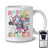 My First Day Of Fifth Grade, Adorable Back To School Plaid Unicorn Dabbing, Girls Students T-Shirt