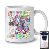 My First Day Of Pre-K, Adorable Back To School Plaid Unicorn Dabbing, Girls Students T-Shirt