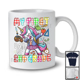 My First Day Of Second Grade, Adorable Back To School Plaid Unicorn Dabbing, Girls Students T-Shirt