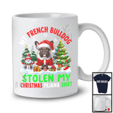 My French Bulldog Stolen My Christmas Pajama Shirt; Amazing X-mas Tree Snowing; Family T-Shirt