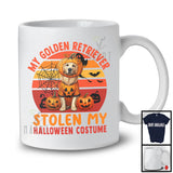 My Golden Retriever Stolen My Halloween Costume; Creepy Pumpkin Retro; Family Group T-Shirt