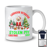 My Labrador Retriever Stolen My Christmas Pajama Shirt; Amazing X-mas Tree Snowing; Family T-Shirt