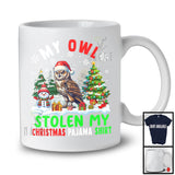 My Owl Stolen My Christmas Pajama Shirt; Adorable X-mas Tree Snow; Santa Bird Lover T-Shirt