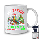 My Parrot Stolen My Christmas Pajama Shirt; Adorable X-mas Tree Snow; Santa Bird Lover T-Shirt