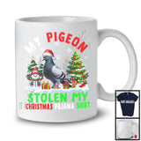 My Pigeon Stolen My Christmas Pajama Shirt; Adorable X-mas Tree Snow; Santa Bird Lover T-Shirt