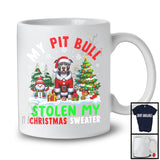 My Pit Bull Stolen My Christmas Sweater; Merry X-mas Tree Snowing; Santa Animal T-Shirt