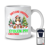 My Shetland Sheepdog Stolen My Christmas Sweater; Merry X-mas Tree Snowing; Santa Animal T-Shirt