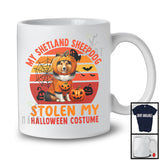 My Shetland Sheepdog Stolen My Halloween Costume; Creepy Pumpkin Retro; Family Group T-Shirt