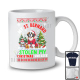 My St. Bernard Stolen My Christmas Sweater; Lovely Santa Animal With X-mas Tree Snowing T-Shirt