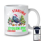 My Starling Stolen My Christmas Pajama Shirt; Adorable X-mas Tree Snow; Santa Bird Lover T-Shirt