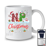 NP Christmas Crew; Wonderful X-mas Lights Santa Red Green Plaid; Nursing Nurse Group T-Shirt