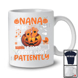 Nana To Be Please Wait Patiently; Awesome Halloween Pregnancy Footprint Pumpkin; Family T-Shirt