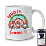 Naughty And I Gnome It; Fantastic Christmas Lights Plaid Three Gnomes; Family Rainbow T-Shirt