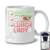 Naughty Nice Lunch Lady; Cheerful Christmas Snowing Around Santa; Lunch Lady Family Group T-Shirt