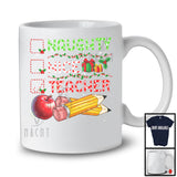 Naughty Nice Teacher; Cheerful Christmas Snowing Around Santa; Teacher Family Group T-Shirt