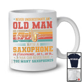 Never Underestimate An Old Man With A Saxophone, Cool Vintage Retro Musical Instruments T-Shirt