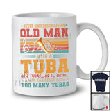 Never Underestimate An Old Man With A Tuba, Cool Vintage Retro Musical Instruments Player T-Shirt