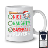 Nice Naughty Baseball Player; Amazing Christmas Santa List; X-mas Sport Player Team T-Shirt