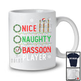 Nice Naughty Bassoon Player; Amazing Christmas Santa List; X-mas Musical Instruments T-Shirt