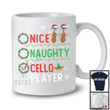 Nice Naughty Cello Player; Amazing Christmas Santa List; X-mas Musical Instruments T-Shirt