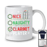 Nice Naughty Clarinet Player; Amazing Christmas Santa List; X-mas Musical Instruments T-Shirt