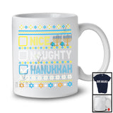 Nice Naughty Hanukkah; Humorous Chanukah Sweater Pajama Menorah Dreidel; Family Group T-Shirt