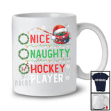 Nice Naughty Hockey Player; Amazing Christmas Santa List; X-mas Sport Player Team T-Shirt