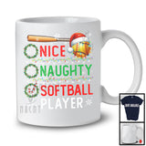 Nice Naughty Softball Player; Amazing Christmas Santa List; X-mas Sport Player Team T-Shirt